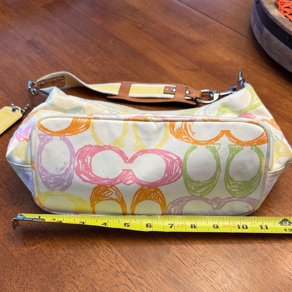 Coach Pastel Multicolor Canvas Wristlet with Leather Strap - Picture 2 of 7